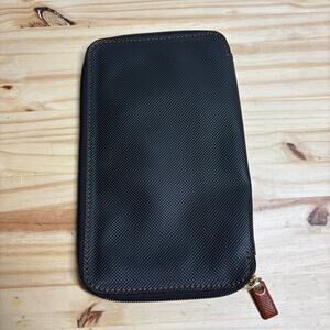 Bottega Veneta Zip Around Compartment Pouch Wallet Organizer Black Leather Italy